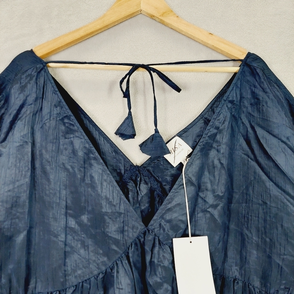 New Misa Mahtab Tassel Babydoll Navy Blue Dress P3213 - Picture 6 of 11